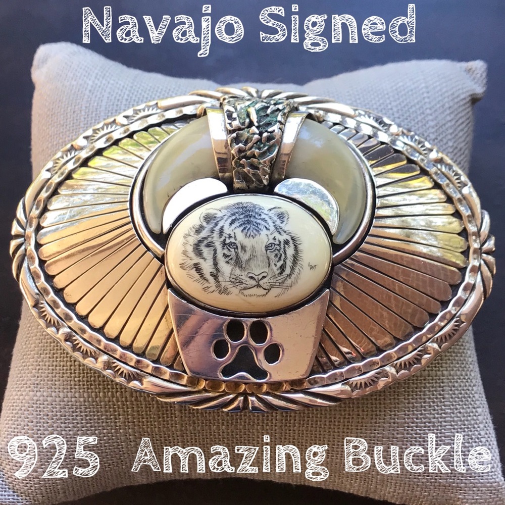 COPY - Sterling Navajo Signed E. Piaso OOAK Tiger Buckle